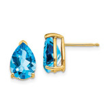 Image of 12mm 14K Yellow Gold 10x7mm Pear Blue Topaz Earrings