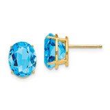 Image of 11mm 14K Yellow Gold 10x8mm Oval Blue Topaz Earrings