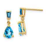 Image of 15mm 14K Yellow Gold Blue Topaz Dangle Post Earrings