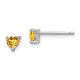 Image of 4.5mm Sterling Silver 4mm Heart Citrine Post Earrings