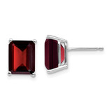 Image of 9mm 14k White Gold 9x7mm Emerald-cut Garnet Earrings