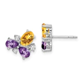 Image of 11mm 14k White Gold Amethyst/Citrine/Diamond Earrings