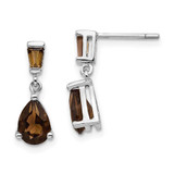 Image of 18mm 14k White Gold Smoky Quartz Dangle Post Earrings