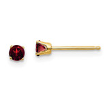 Image of 3mm 14K Yellow Gold 3mm January/Garnet Post Earrings