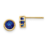 Image of 5mm 14K Yellow Gold 5mm Bezel Sapphire Stud Earrings