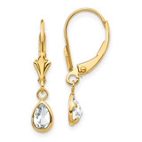 Image of 23mm 14K Yellow Gold 6x4mm April White Topaz Earrings