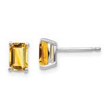 Image of 7mm 14k White Gold 6x4mm Emerald-cut Citrine Earrings