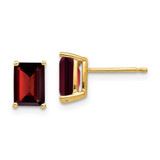 Image of 8mm 14K Yellow Gold 7x5mm Emerald-cut Garnet Earrings