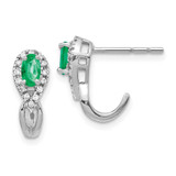 Image of 14mm 14k White Gold 1/8ctw Diamond and Emerald Earrings