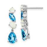 Image of 22.75mm 14k White Gold Blue Topaz and Opal Dangle Earrings