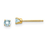 Image of 3mm 14K Yellow Gold 3mm March/Aquamarine Post Earrings