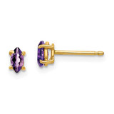 Image of 5mm 14K Yellow Gold 5x2.5mm Marquise Amethyst Earrings