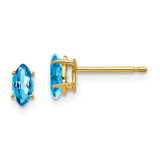 Image of 6mm 14K Yellow Gold 6x3mm Marquise Blue Topaz Earrings
