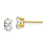Image of 6mm 14K Yellow Gold 6x4mm Oval Cubic Zirconia Earrings