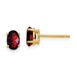 Image of 6mm 14K Yellow Gold 6x4mm Oval Garnet Checker Earrings