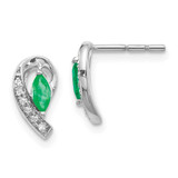 Image of 10mm 10k White Gold 1/20ctw Diamond and Emerald Earrings