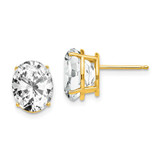 Image of 11mm 14K Yellow Gold 10x8mm Oval Cubic Zirconia Earrings