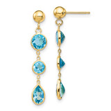 Image of 35mm 14K Yellow Gold Blue Topaz Gemstone Dangle Earrings