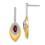 Image of 28.25mm 14k Two-tone Gold Garnet and Diamond Dangle Earrings