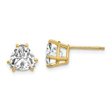 Image of 8mm 14K Yellow Gold 7mm Trillion Cubic Zirconia Earrings