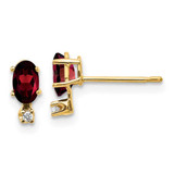 Image of 7mm 14K Yellow Gold Diamond & Garnet Birthstone Earrings