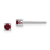 Image of 3mm Sterling Silver 3mm Round Created Ruby Post Earrings
