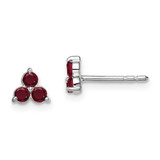 Image of 5.3mm 14k White Gold 3-stone Created Ruby Triangle Earrings