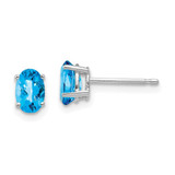 Image of 7mm 14k White Gold 6x4mm Oval Blue Topaz Checker Earrings