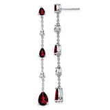 Image of 51.3mm 14k White Gold Garnet and White Topaz Dangle Earrings