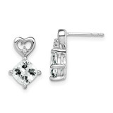 Image of 13.3mm 14k White Gold White Topaz and Diamond Heart Earrings