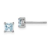 Image of 5mm Sterling Silver 4mm Princess Aquamarine Post Earrings