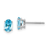 Image of 6mm 14k White Gold 6x4mm December/Blue Topaz Post Earrings