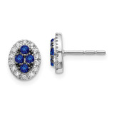 Image of 9mm 14k White Gold Diamond and Sapphire Oval Post Earrings