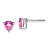 Image of 6.25mm 14k White Gold Trillion Created Pink Sapphire Earrings