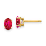 Image of 6mm 14K Yellow Gold 6mm x 4mm Ruby Oval Post Stud Earrings