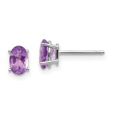 Image of 6mm 14k White Gold 6x4 Oval February/Amethyst Post Earrings