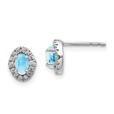 Image of 7mm 14k White Gold Diamond and Cabochon Blue Topaz Earrings