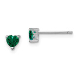 Image of 4.5mm Sterling Silver 4mm Heart Created Emerald Post Earrings