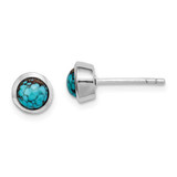 Image of 7mm Sterling Silver Round Simulated Turquoise Post Earrings