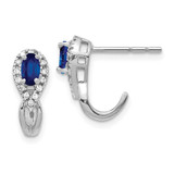Image of 14mm 10k White Gold Diamond and Sapphire J Hoop Post Earrings