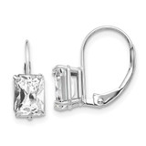 Image of 15mm 14k White Gold 7x5mm Emerald-cut Cubic Zirconia Earrings