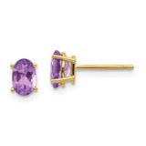 Image of 6mm 14K Yellow Gold 6x4 Oval February/Amethyst Post Earrings