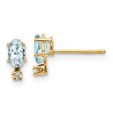 Image of 7mm 14K Yellow Gold Diamond & Aquamarine Birthstone Earrings
