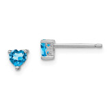 Image of 4.5mm Sterling Silver 4mm Heart Swiss Blue Topaz Post Earrings