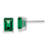 Image of 8mm 14k White Gold 7x5mm Emerald-cut Mount St. Helens Earrings