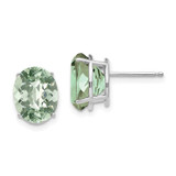 Image of 11mm 14k White Gold 10x8 Oval Checker-Cut Green Quartz Earrings