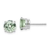 Image of 8mm 14k White Gold 7mm Round Checker-Cut Green Quartz Earrings