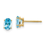 Image of 6mm 14K Yellow Gold 6x4 Oval December/Blue Topaz Post Earrings