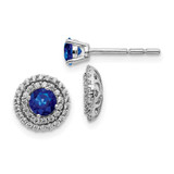 Image of 8mm 14k White Gold Diamond and Sapphire Stud w/ Jacket Earrings