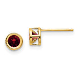 Image of 4mm 14K Yellow Gold 4mm Oval Bezel January/Garnet Post Earrings